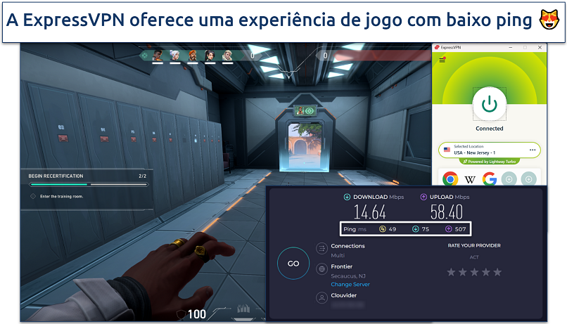 Screenshot of playing Valorant with ExpressVPN enabled