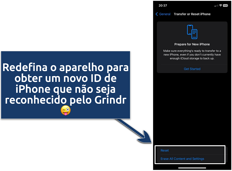 An image showing where to reset iPhone from the settings